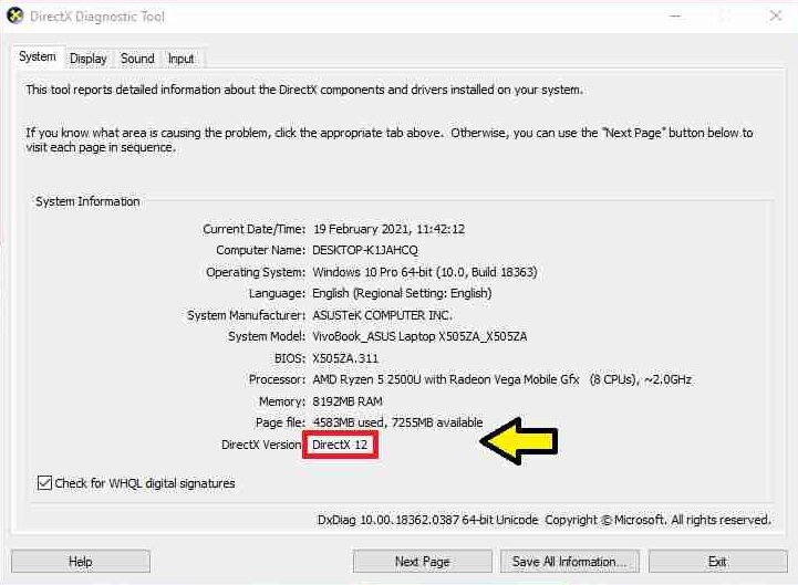 How to know DirectX version installed on our pc