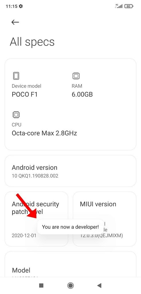 Turn On Developer Option in MIUI