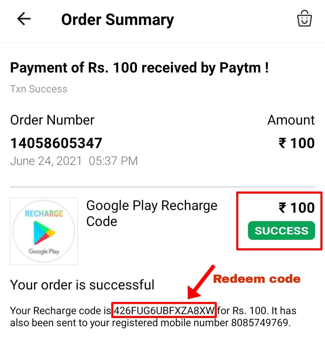 Google Play Redeem Code Paytm
