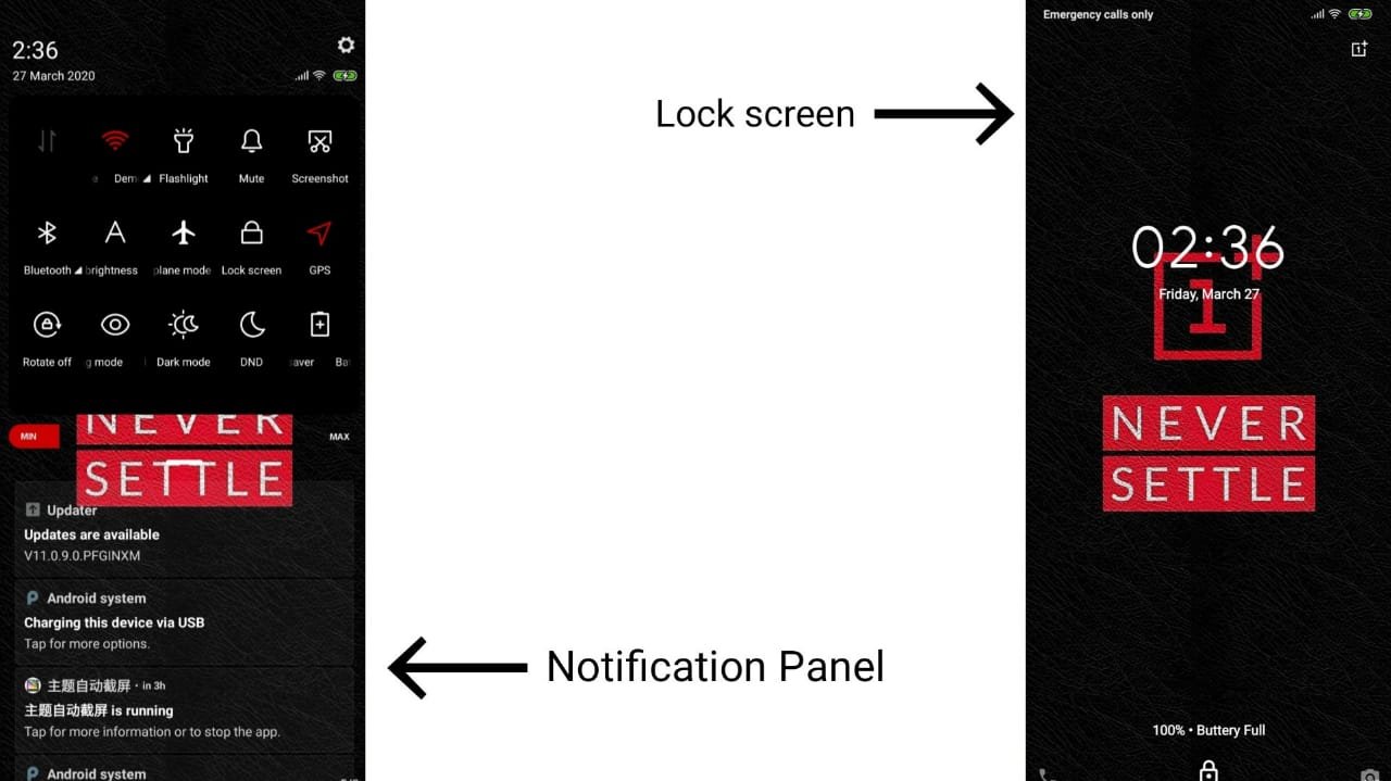 Never settle lock screen and notification panel