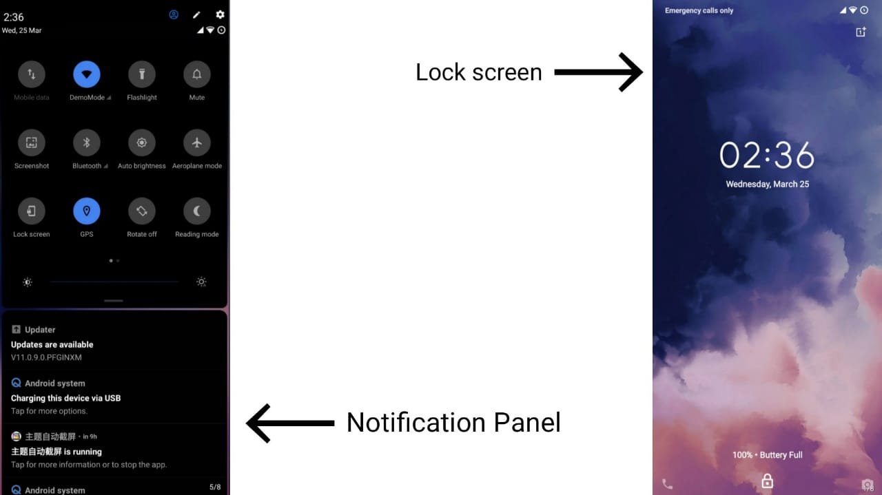 Oxygen OS theme Notification Panel Lockscreen