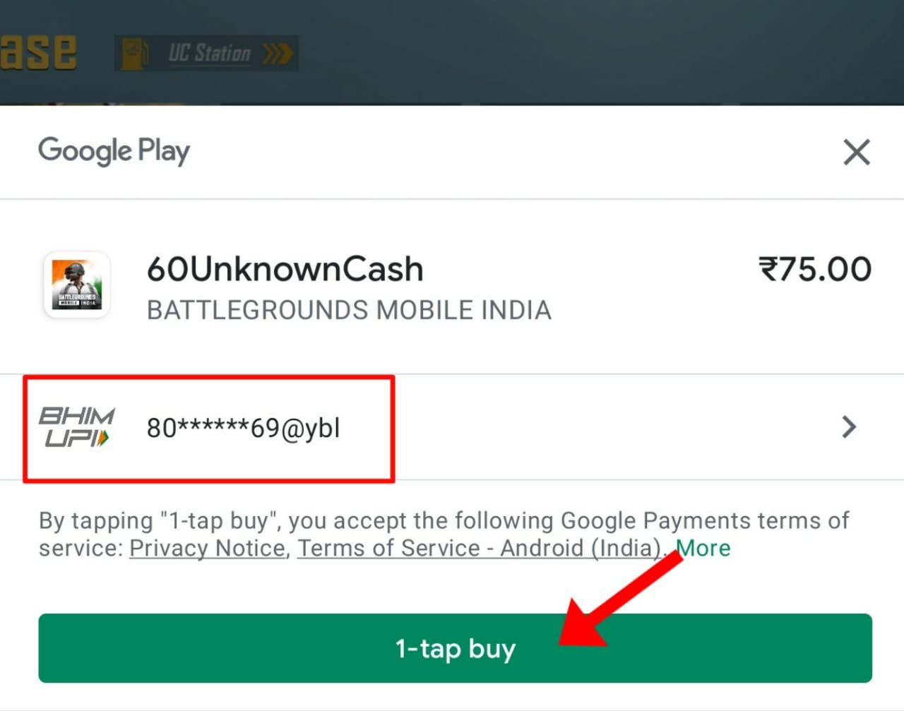 Select UPI payment option