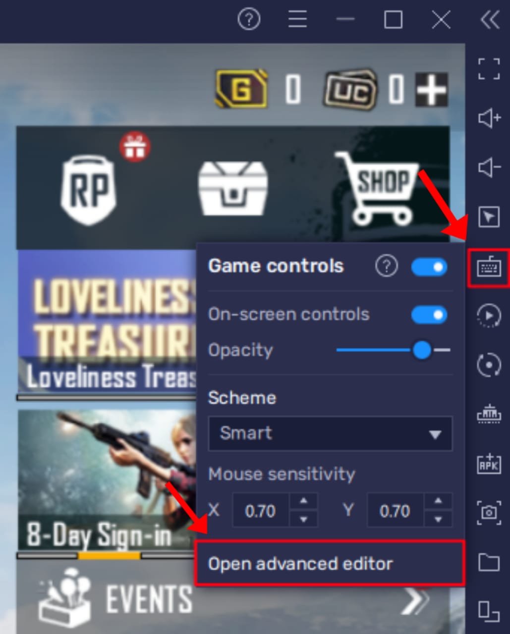 Battlegrounds Mobile India Keymapping Setting option in Bluestacks emulator