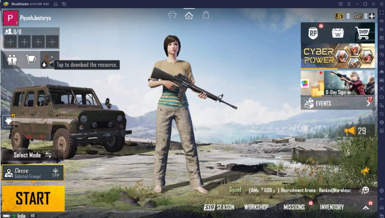 Battlegrounds Mobile India in Bluestacks Emulator PC WIndows