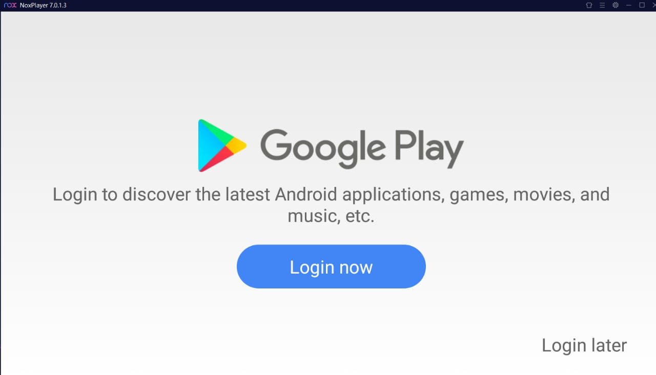 Google Play store Login Page In Nox Player