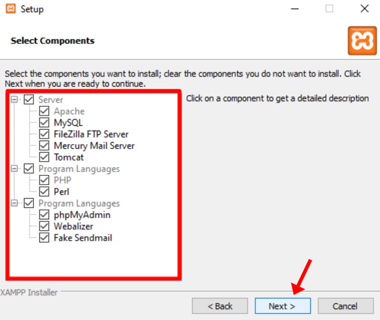 Select servers and programming languages