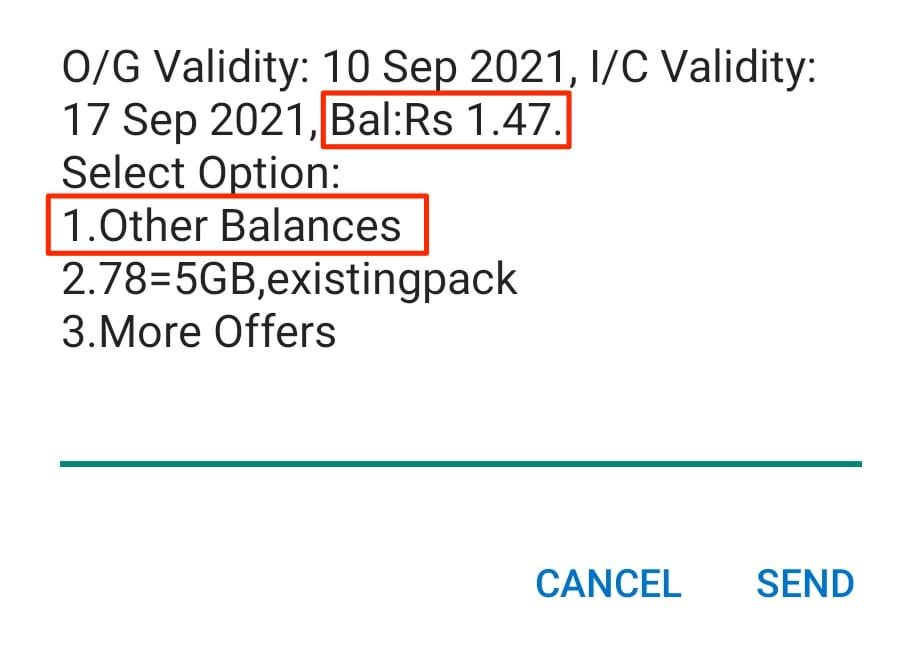 Press 1 to get remaining internet balance info