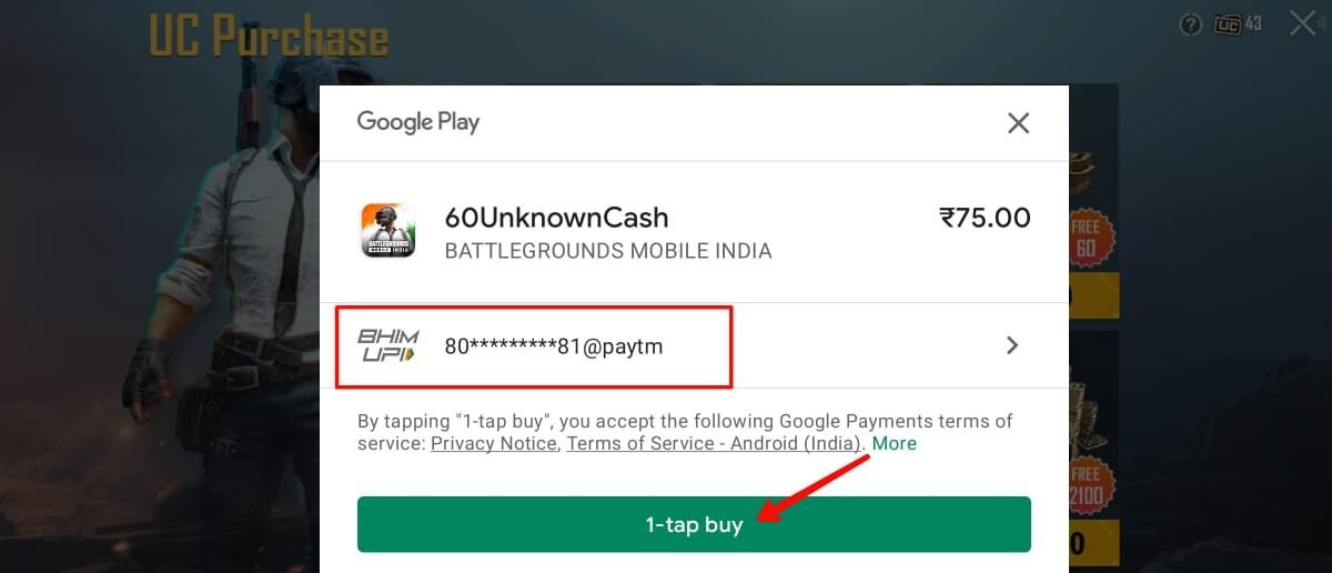 how to buy bgmi uc with google play balance