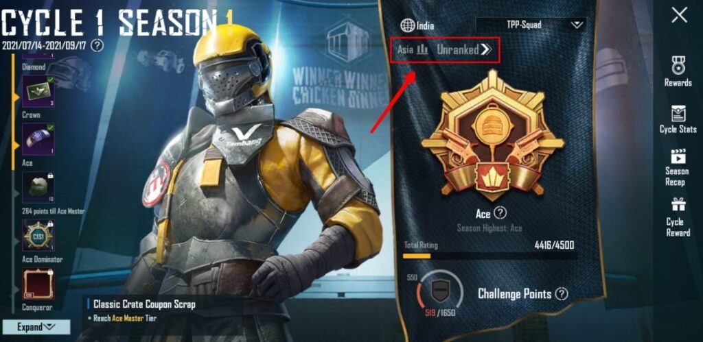 BGMI Player tier page