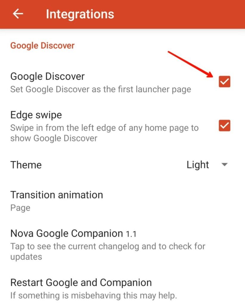 Google Discover Nova Launcher