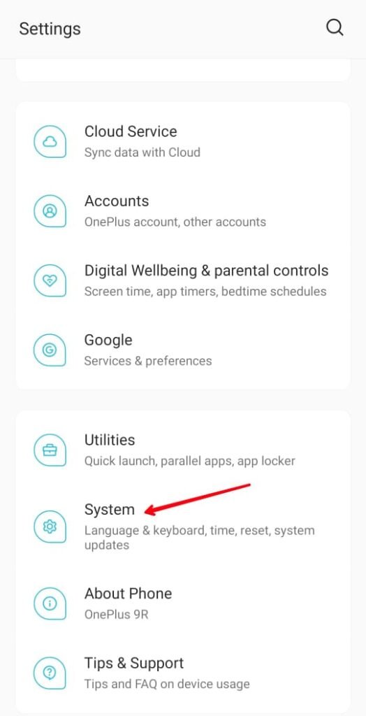 System Option in OnePlus