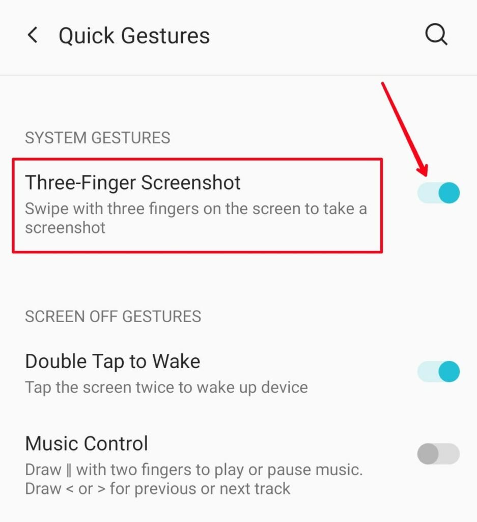 Three Finger Screen Shot on OnePlus OxygenOS