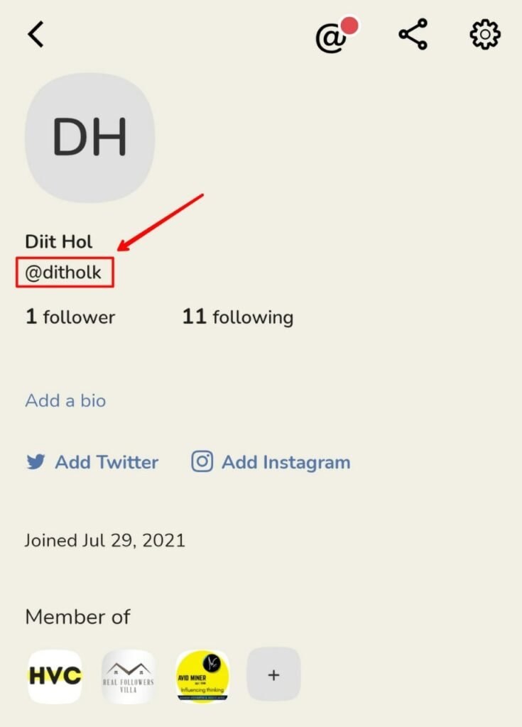 Username in Clubhouse