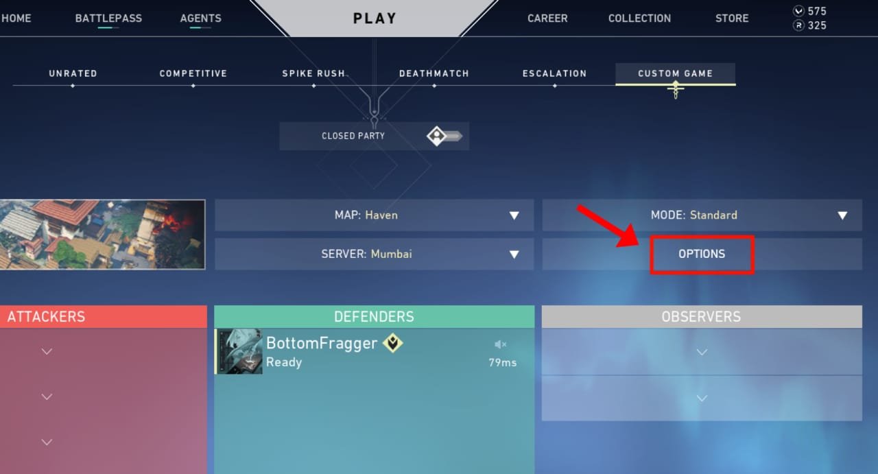 Valorant custom game creation options