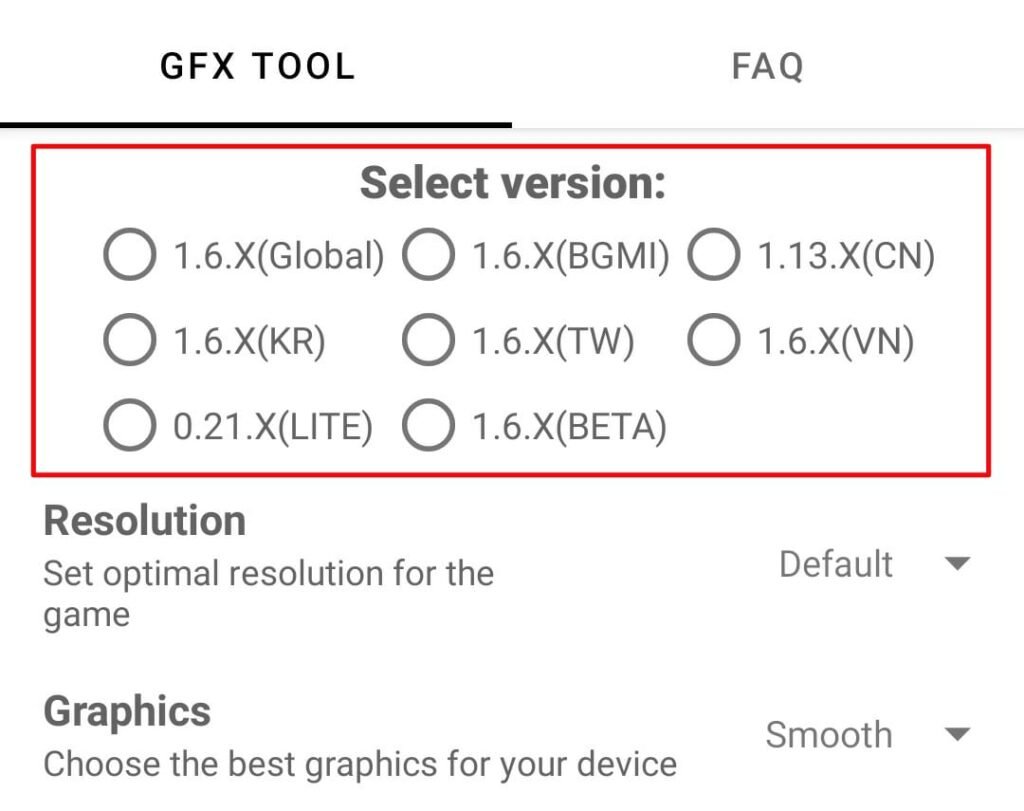 GFX Tool Game Selection
