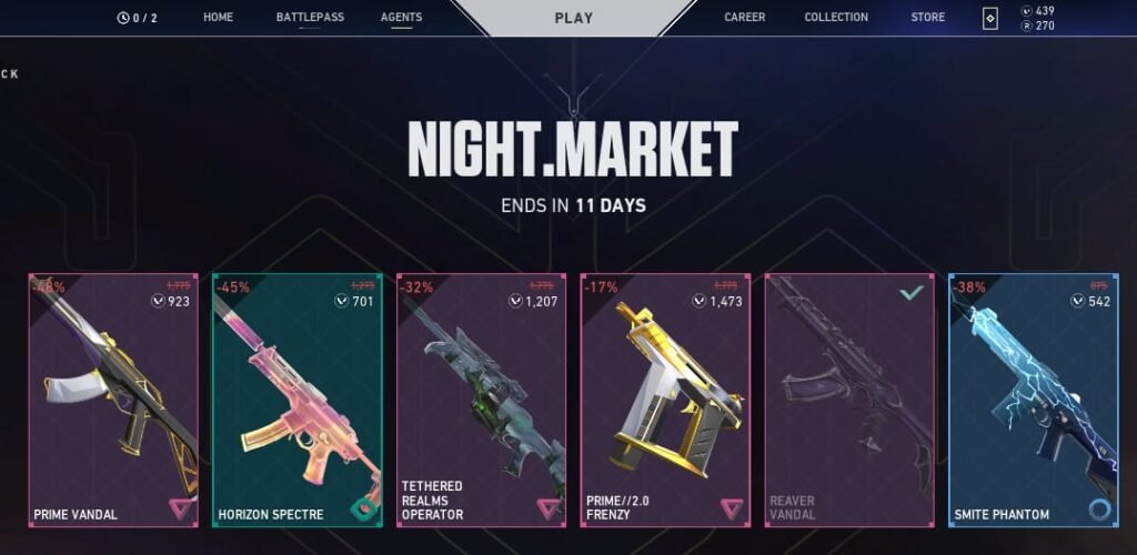 Reaver and Prime Vandal in Night Market Valorant