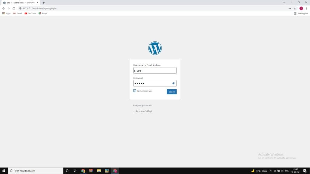 Username and Password Page For WordPress