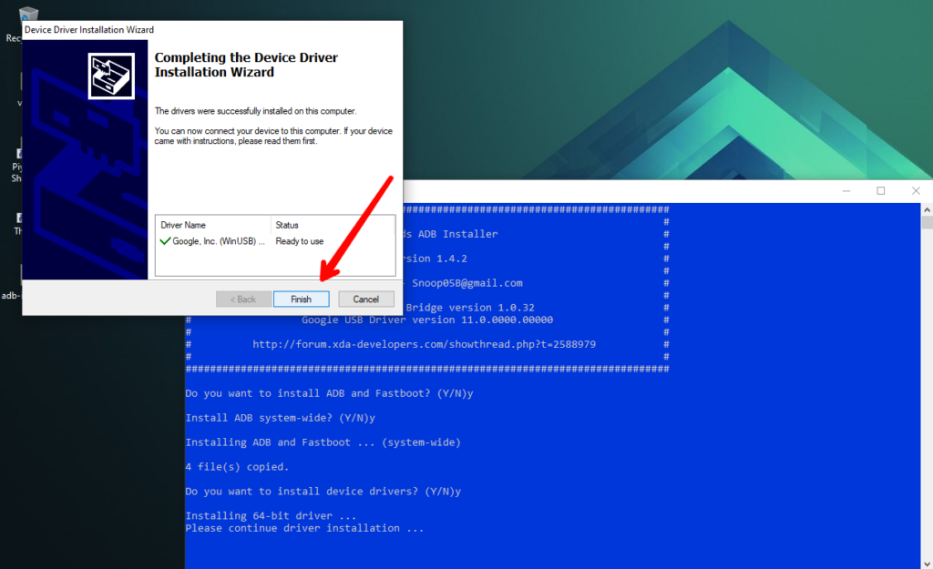 Click finish to complete the installation