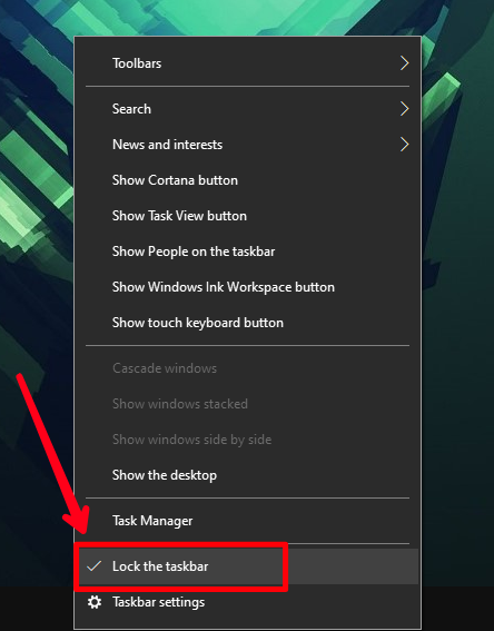 Lock the taskbar