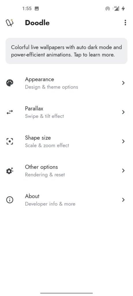 Setting Option in Doodle Live Wallpaper