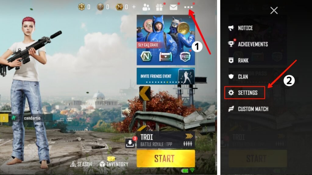 Setting option in Pubg New State