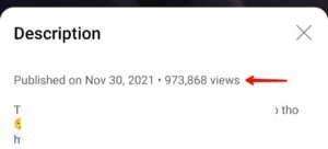 Description showing views and published date YouTube Short