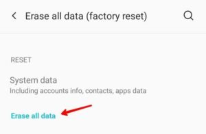 Erase all data