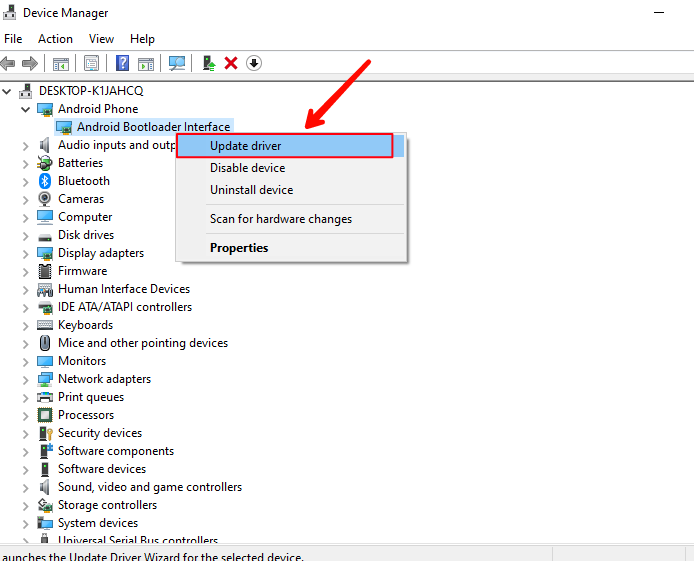 Update Drivers Option