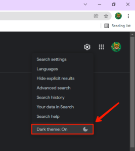 Dark Theme on Google
