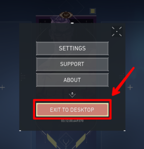 Exit to Desktop Button in Valorant