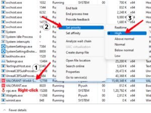 Setting Priority High For Valorant