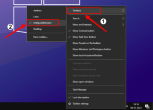 Taskbar toolbar for netspeedmeter in windows