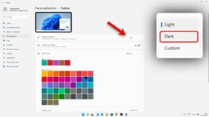 Change the color mode from light to dark in windows 11