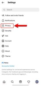 Click on Privacy Option