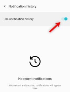 Notification History Option in OnePlus Settings