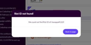 Riot ID not found error message in Codashop (Mobmet.com)