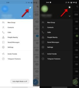 Telegram Android Light and Dark mode