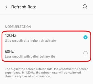 change phone refresh rate