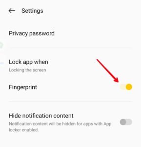 enable fingerprint unlcok for app lock