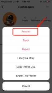 restrict option ios instagram