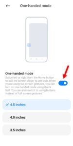 turn on one handed mode