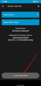 click on flash to recovery button