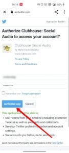 enter your twitter login info and click on authorize app