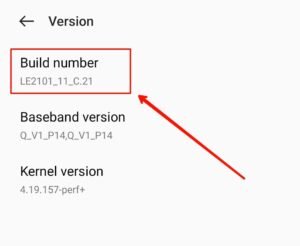 build number on oneplus