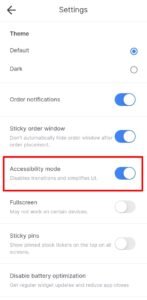 disable transitions in zerodha kite app